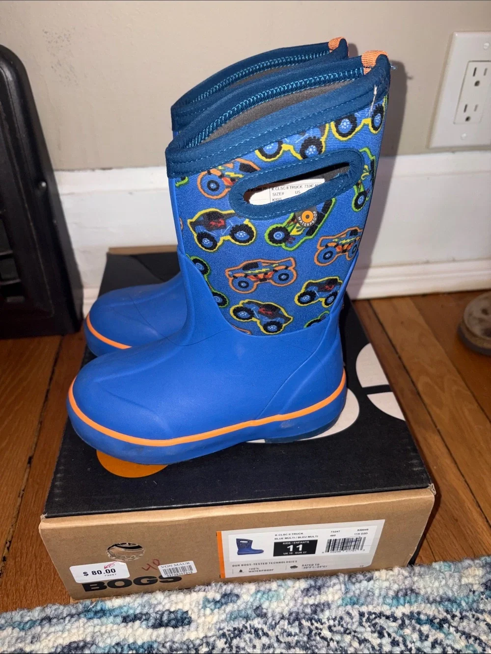 Bogs Kids Blue and Orange Monster Truck Boots